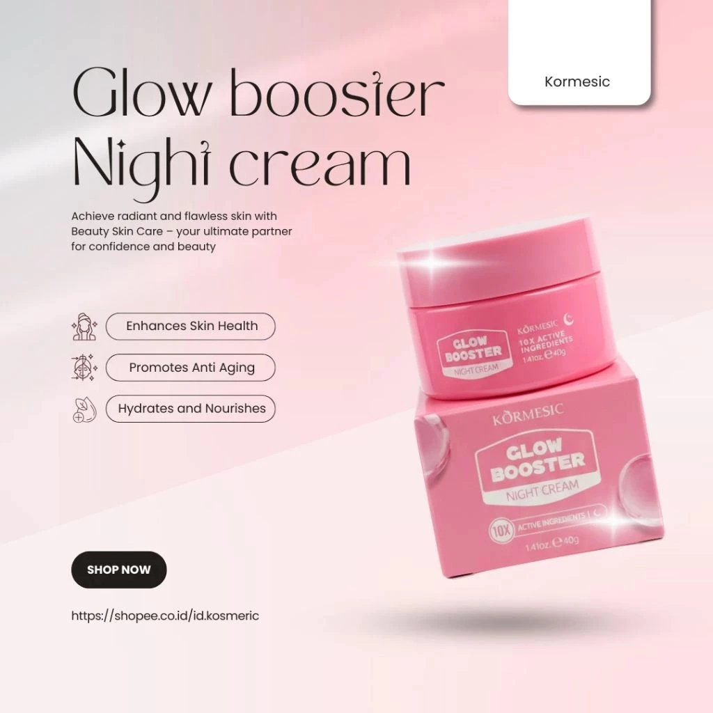 kormesic glow booster night cream 40g/cream wajah kormesic glow booster night cream 40g/cream wajah
