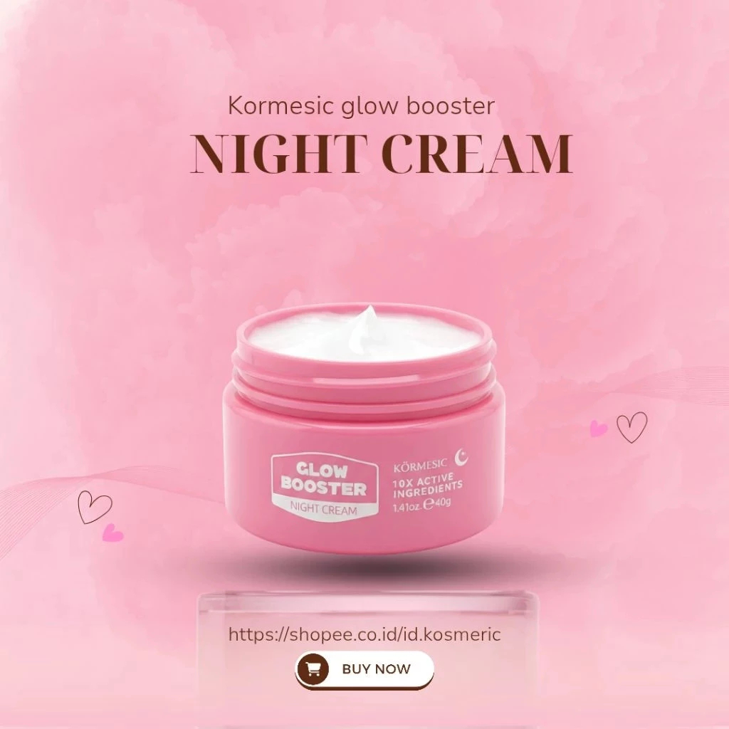 kormesic glow booster night cream 40g/cream wajah kormesic glow booster night cream 40g/cream wajah