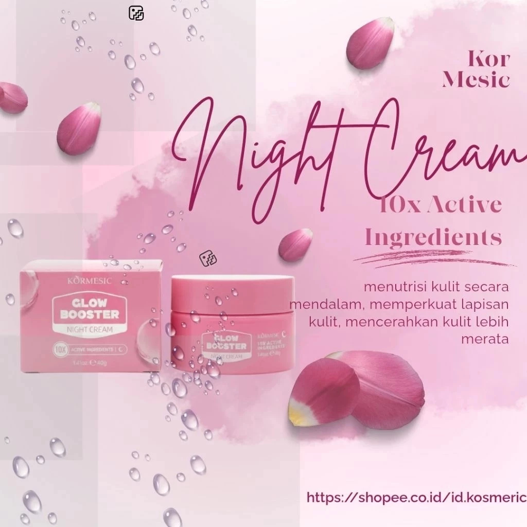 kormesic glow booster night cream 40g/cream wajah kormesic glow booster night cream 40g/cream wajah