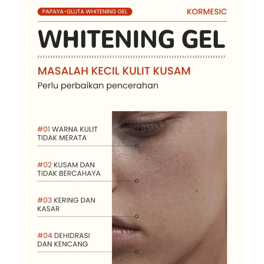 kormesic papaya gluta whitening gel 100g/pelembab wajah kormesic papaya gluta whitening gel 100g/pelembab wajah