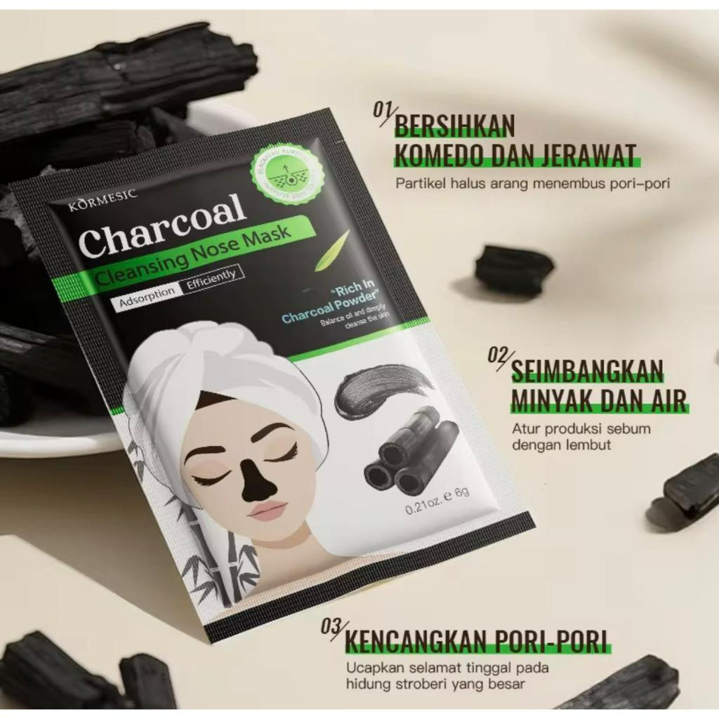 kormesic charcoal cleansing nose mask 6g/masker hidung kormesic charcoal cleansing nose mask 6g/masker hidung