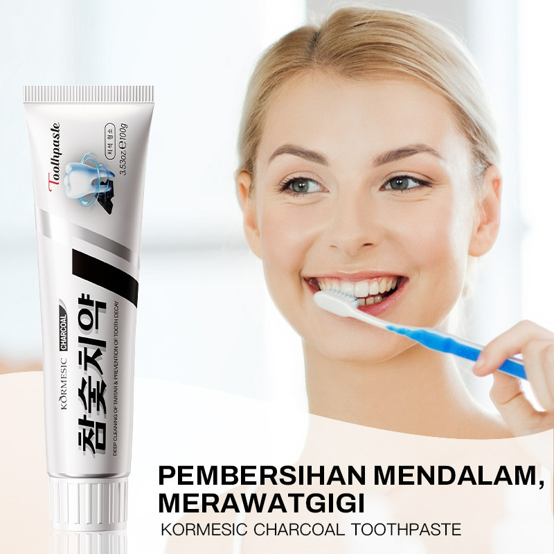 kormesic charcoal toothpaste100g/pasta gigi kormesic charcoal toothpaste100g/pasta gigi