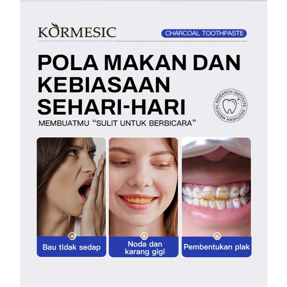kormesic charcoal toothpaste100g/pasta gigi kormesic charcoal toothpaste100g/pasta gigi