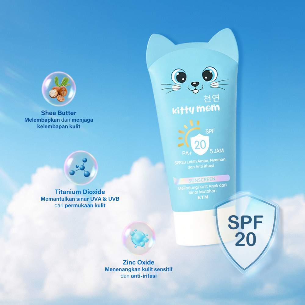 kitty mom physical sunscreen spf 20 pa+/tabir surya bayi kitty mom physical sunscreen spf 20 pa+/tabir surya bayi
