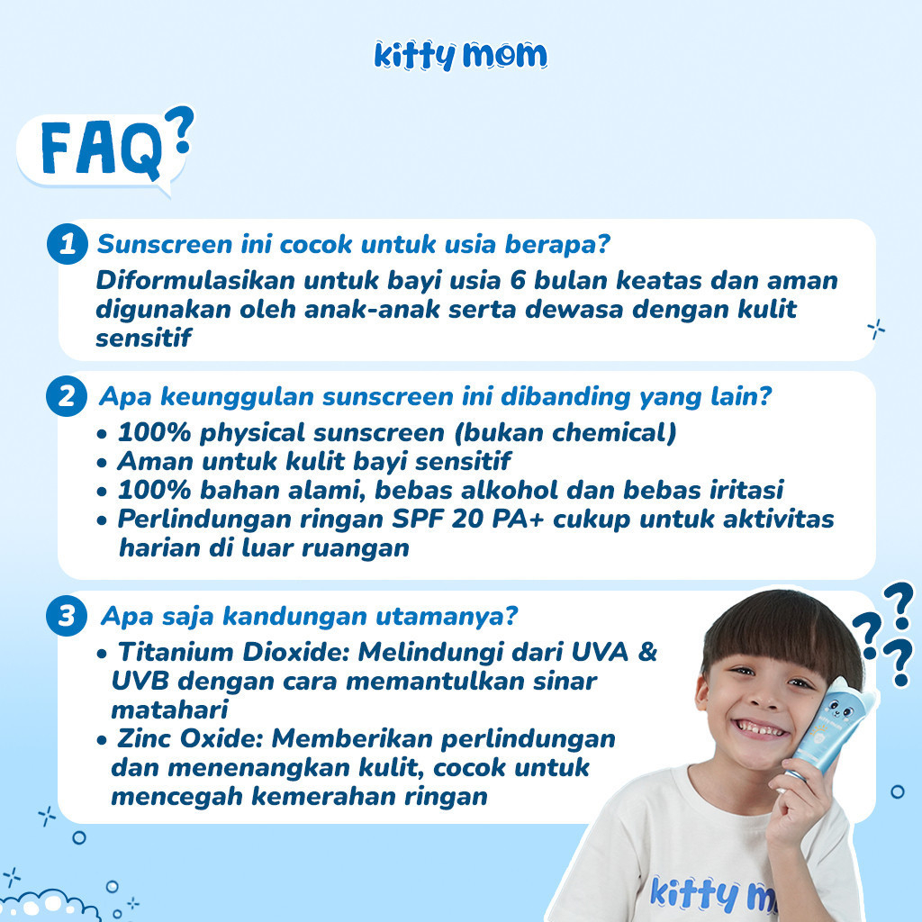 kitty mom physical sunscreen spf 20 pa+/tabir surya bayi kitty mom physical sunscreen spf 20 pa+/tabir surya bayi