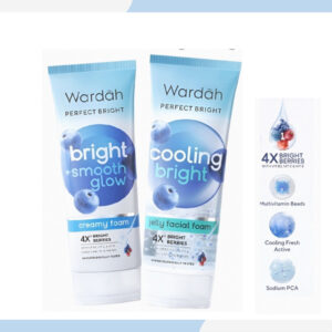 wardah perfect bright creamy foam bright smooth glow | bright oil control | cooling bright jelly facial foam 100ml