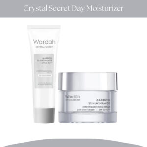 wardah crystal secret alpha arbutin 5% niacinamide brightening day moisturizer 15ml and 30g