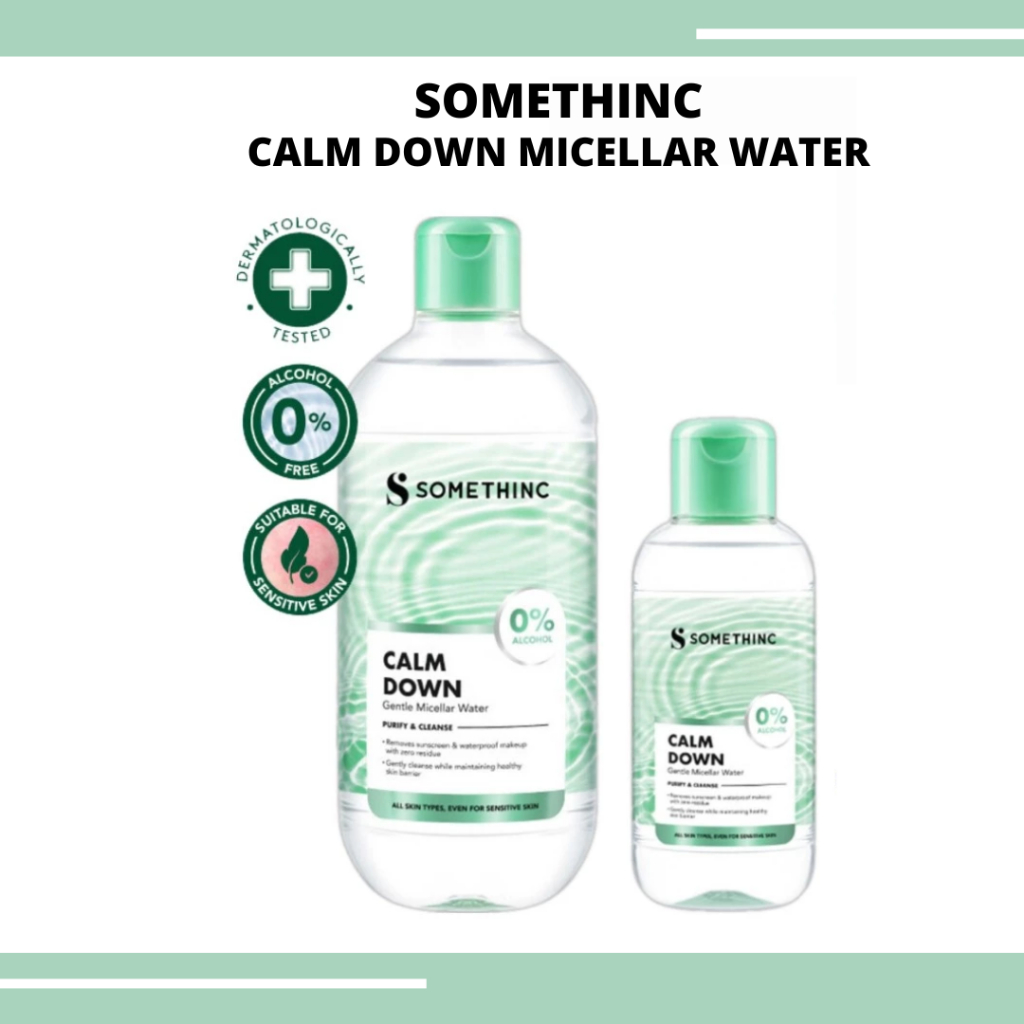 somethinc calm down gentle micellar water 100ml and 400ml/pembersih make up somethinc calm down gentle micellar water 100ml and 400ml/pembersih make up