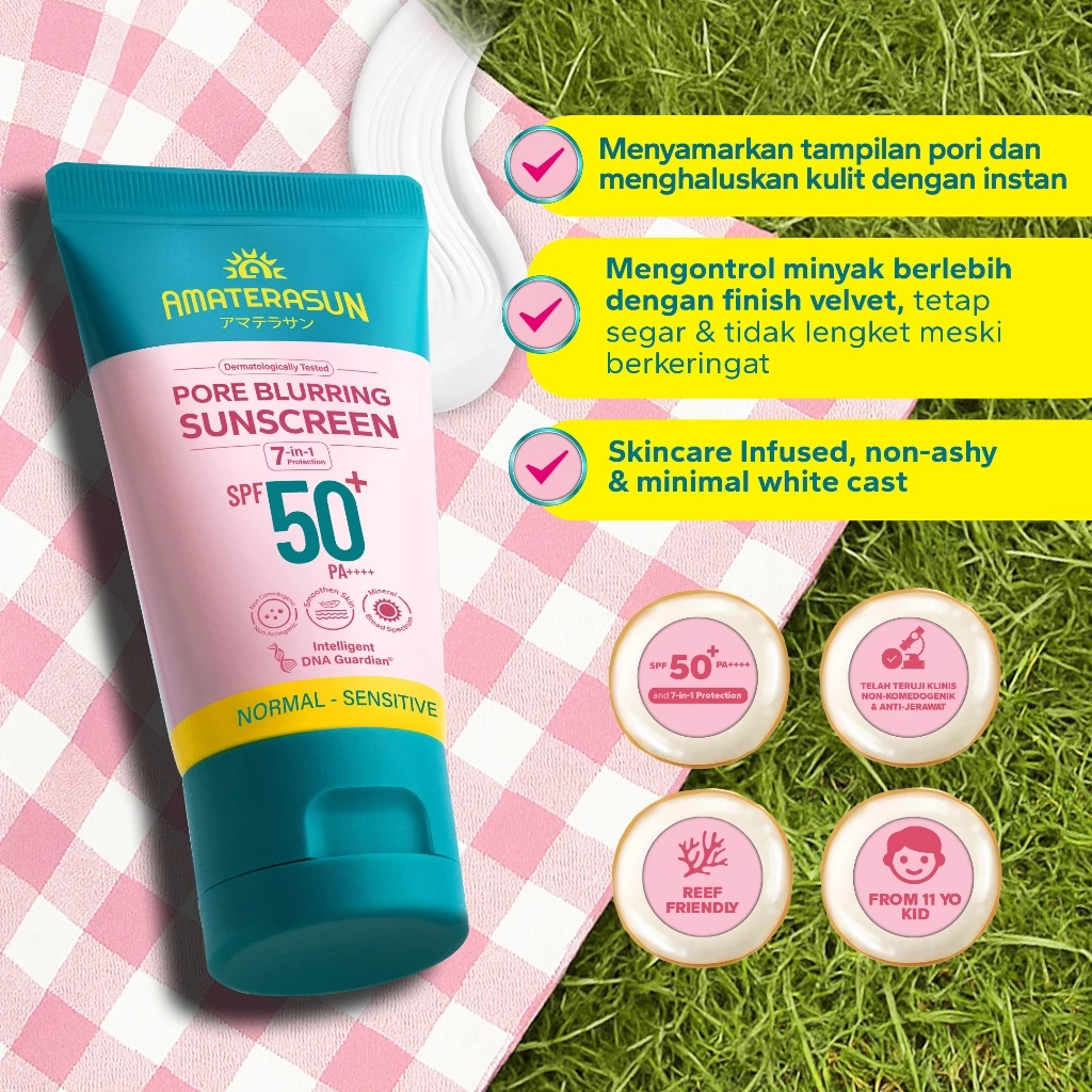 amaterasun pore blurring sunscreen spf 50 pa++++ 30g/tabir surya amaterasun pore blurring sunscreen spf 50 pa++++ 30g/tabir surya