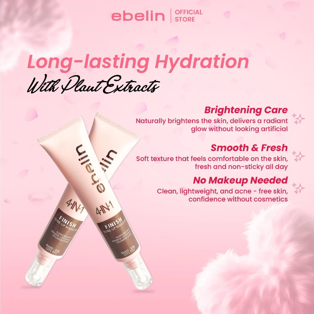 ebelin 4 in 1 magic finish tone up makeup 30g/pelembab wajah ebelin 4 in 1 magic finish tone up makeup 30g/pelembab wajah