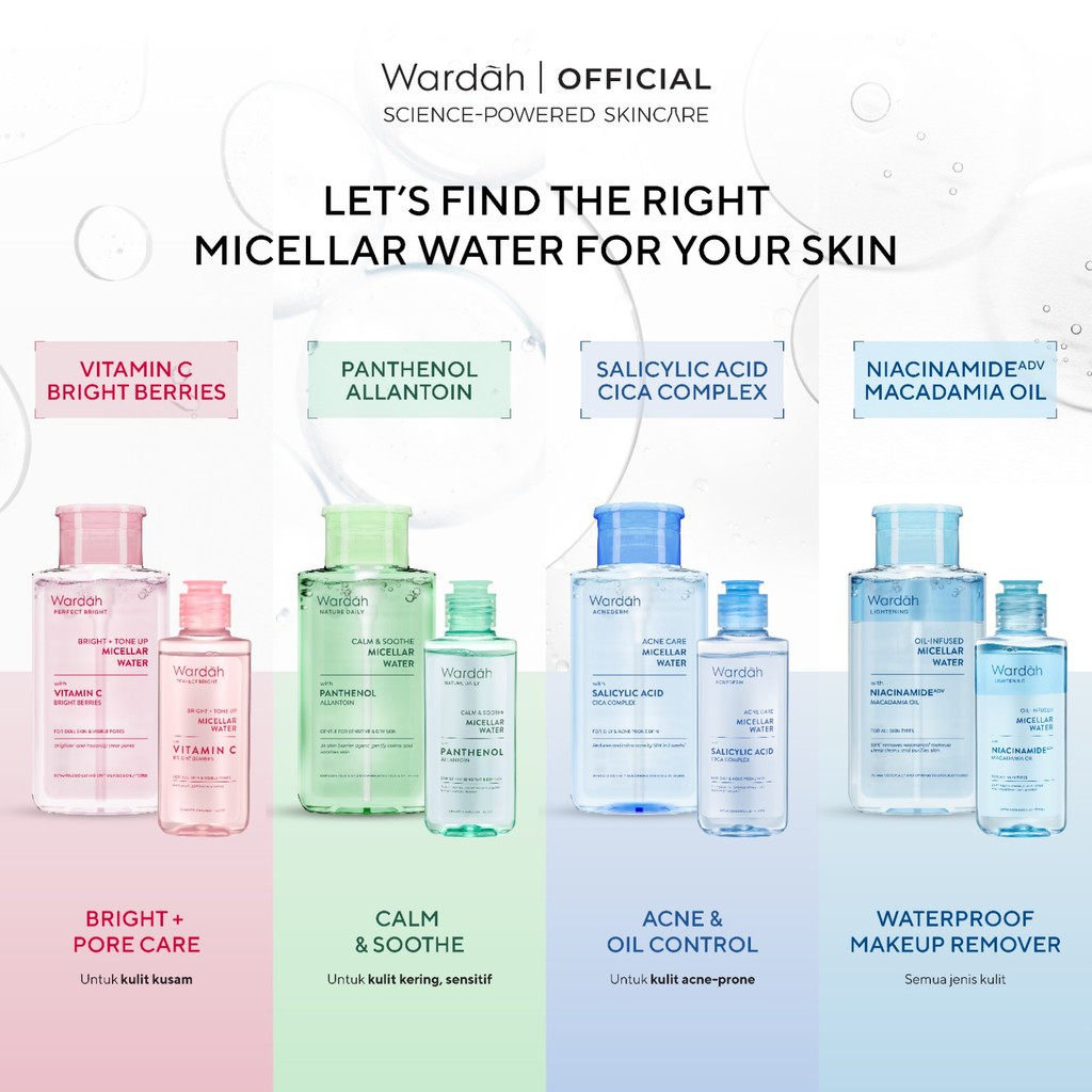 wardah perfect bright tone up micellar water 100ml/pembesih make up wardah perfect bright tone up micellar water 100ml/pembesih make up
