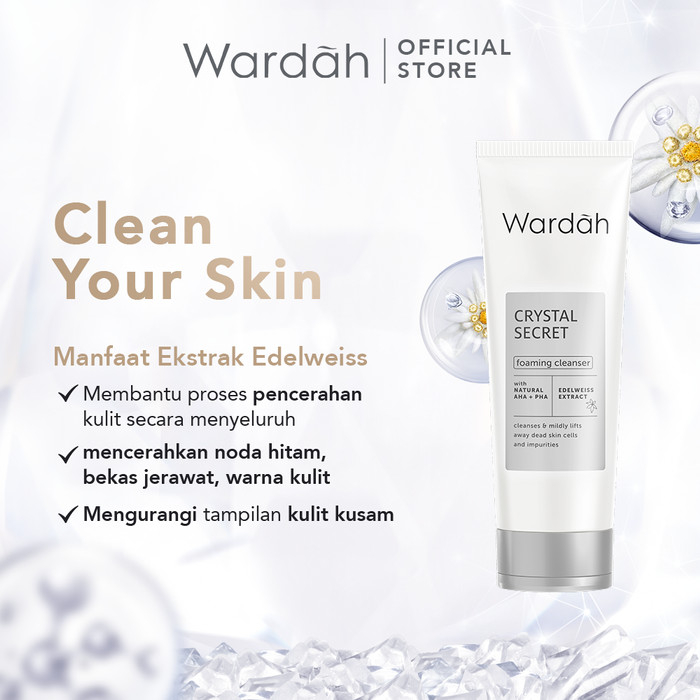wardah crystal secret foaming cleanser with natural aha+pha 100ml | sabun cuci muka wardah crystal secret foaming cleanser with natural aha+pha 100ml | sabun cuci muka