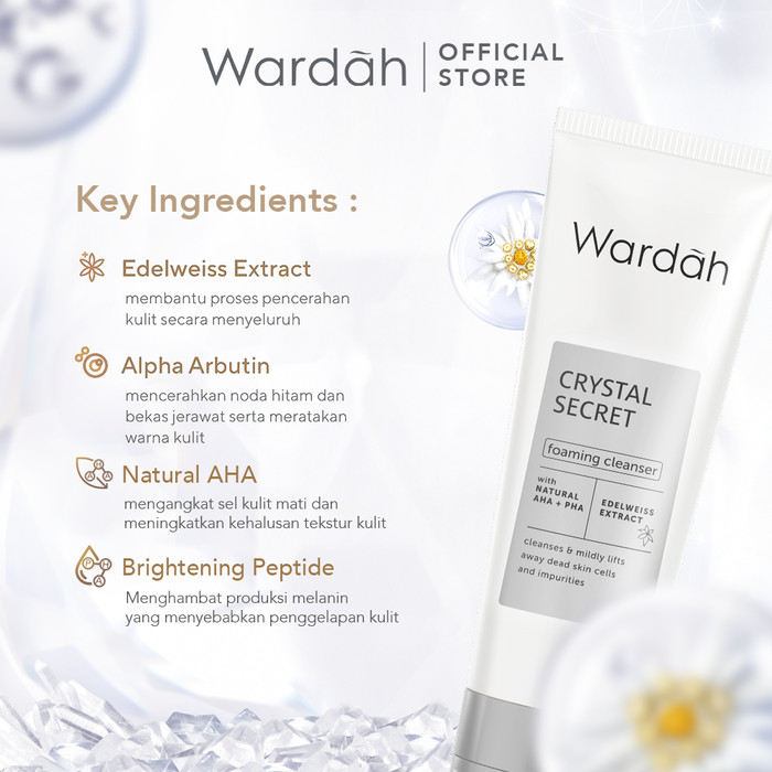 wardah crystal secret foaming cleanser with natural aha+pha 100ml | sabun cuci muka wardah crystal secret foaming cleanser with natural aha+pha 100ml | sabun cuci muka