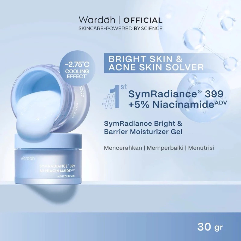 wardah symradiance 399 niacinamide bright and barrier boost moisturizer gel 30g / pelembab wajah wardah symradiance 399 niacinamide bright and barrier boost moisturizer gel 30g / pelembab wajah