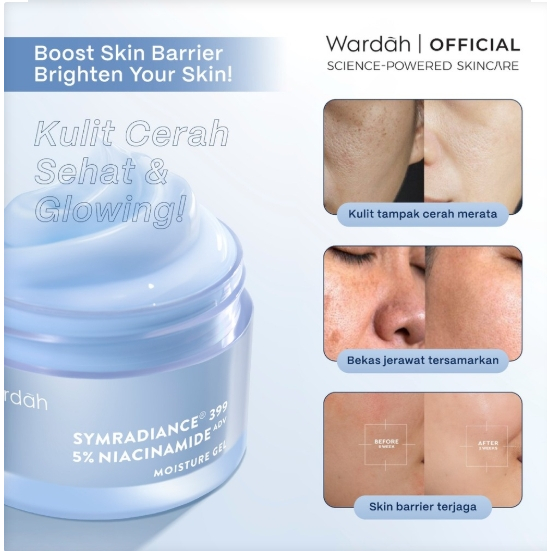 wardah symradiance 399 niacinamide bright and barrier boost moisturizer gel 30g / pelembab wajah wardah symradiance 399 niacinamide bright and barrier boost moisturizer gel 30g / pelembab wajah