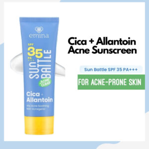 emina sun battle acne clear cica allantoin airy acne soothing sunscreen spf 35 pa+++ 50ml/tabir surya