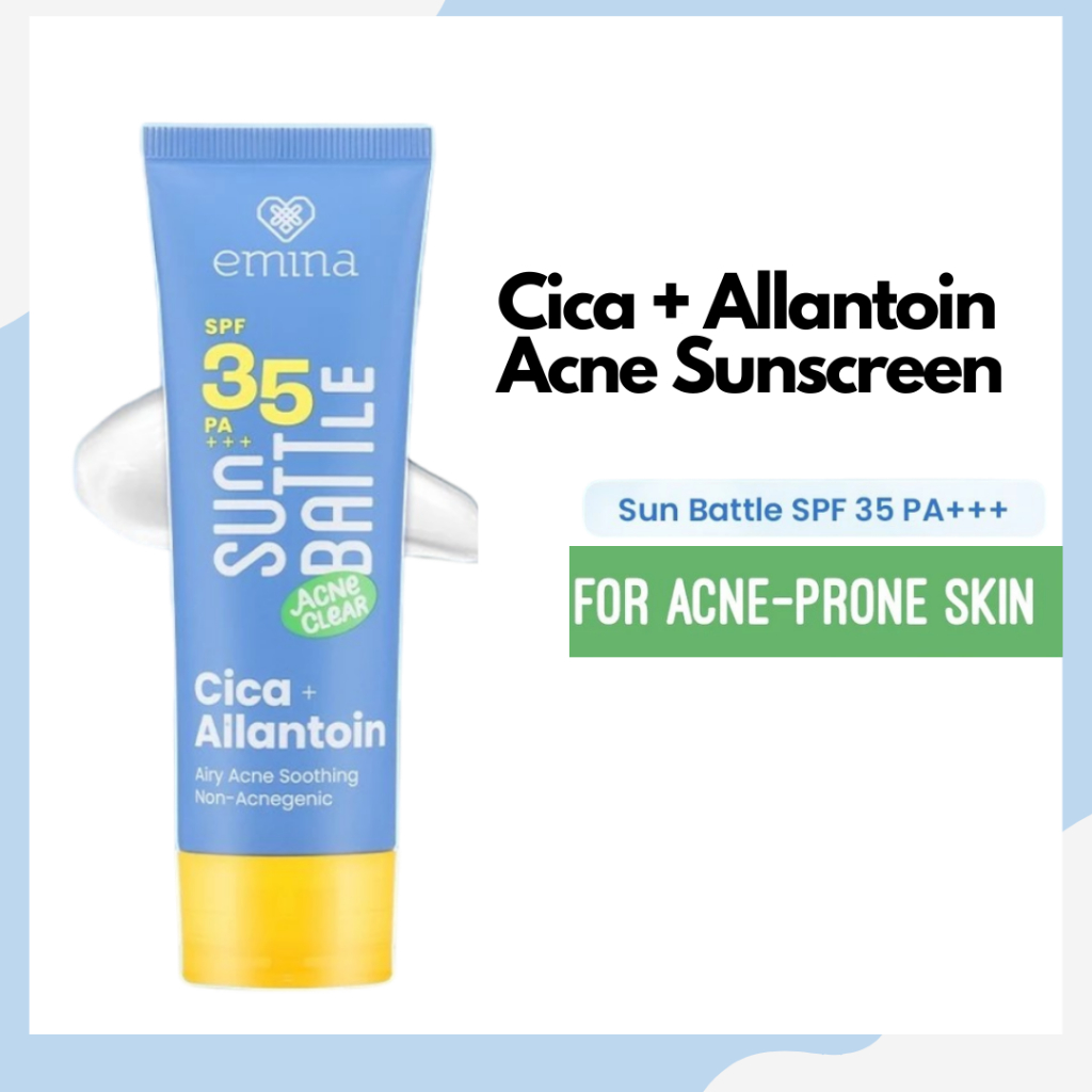 emina sun battle acne clear cica allantoin airy acne soothing sunscreen spf 35 pa+++ 50ml/tabir surya emina sun battle acne clear cica allantoin airy acne soothing sunscreen spf 35 pa+++ 50ml/tabir surya