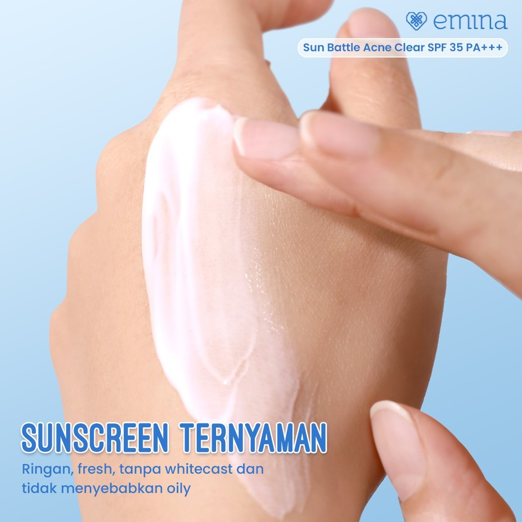 emina sun battle acne clear cica allantoin airy acne soothing sunscreen spf 35 pa+++ 50ml/tabir surya emina sun battle acne clear cica allantoin airy acne soothing sunscreen spf 35 pa+++ 50ml/tabir surya
