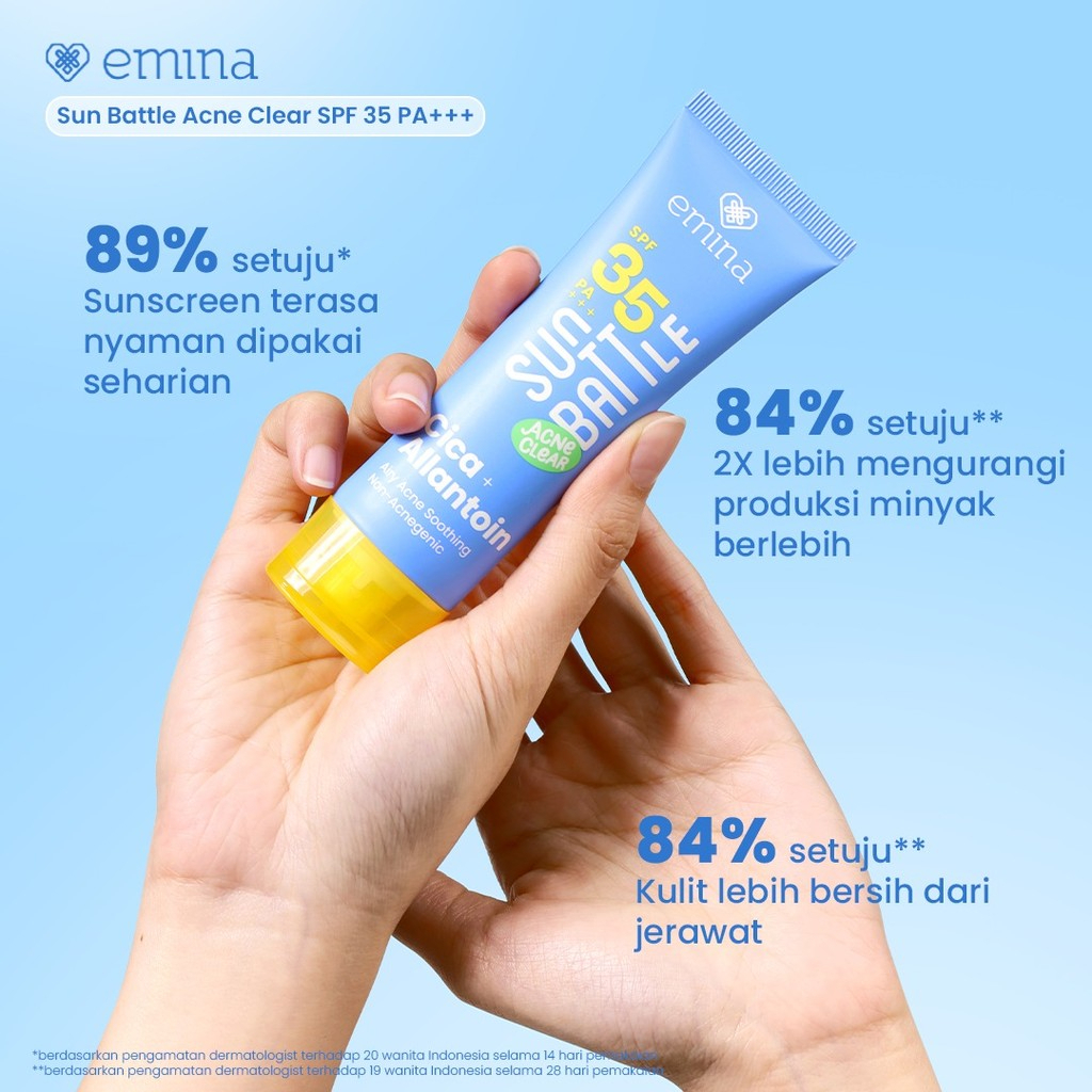 emina sun battle acne clear cica allantoin airy acne soothing sunscreen spf 35 pa+++ 50ml/tabir surya emina sun battle acne clear cica allantoin airy acne soothing sunscreen spf 35 pa+++ 50ml/tabir surya