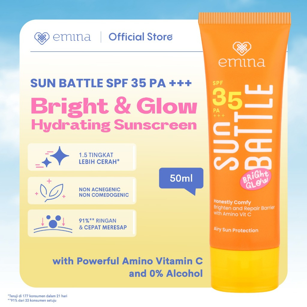 emina sun battle bright glow spf 35 pa+++/tabir surya emina sun battle bright glow spf 35 pa+++/tabir surya