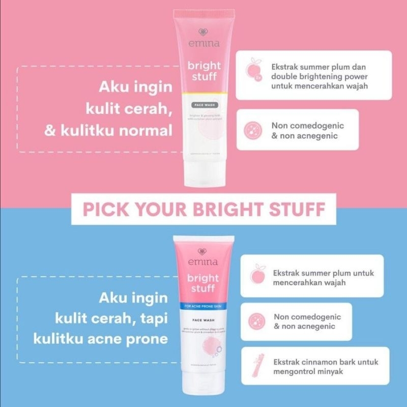 emina bright stuff acne prone face wash 50 ml & 100 ml emina bright stuff acne prone face wash 50 ml & 100 ml