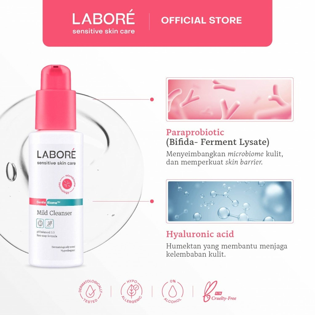 labore sensitive skincare gentle biome mild cleanser 100ml & 225ml/facial wash/sabun pembersih wajah labore sensitive skincare gentle biome mild cleanser 100ml & 225ml/facial wash/sabun pembersih wajah