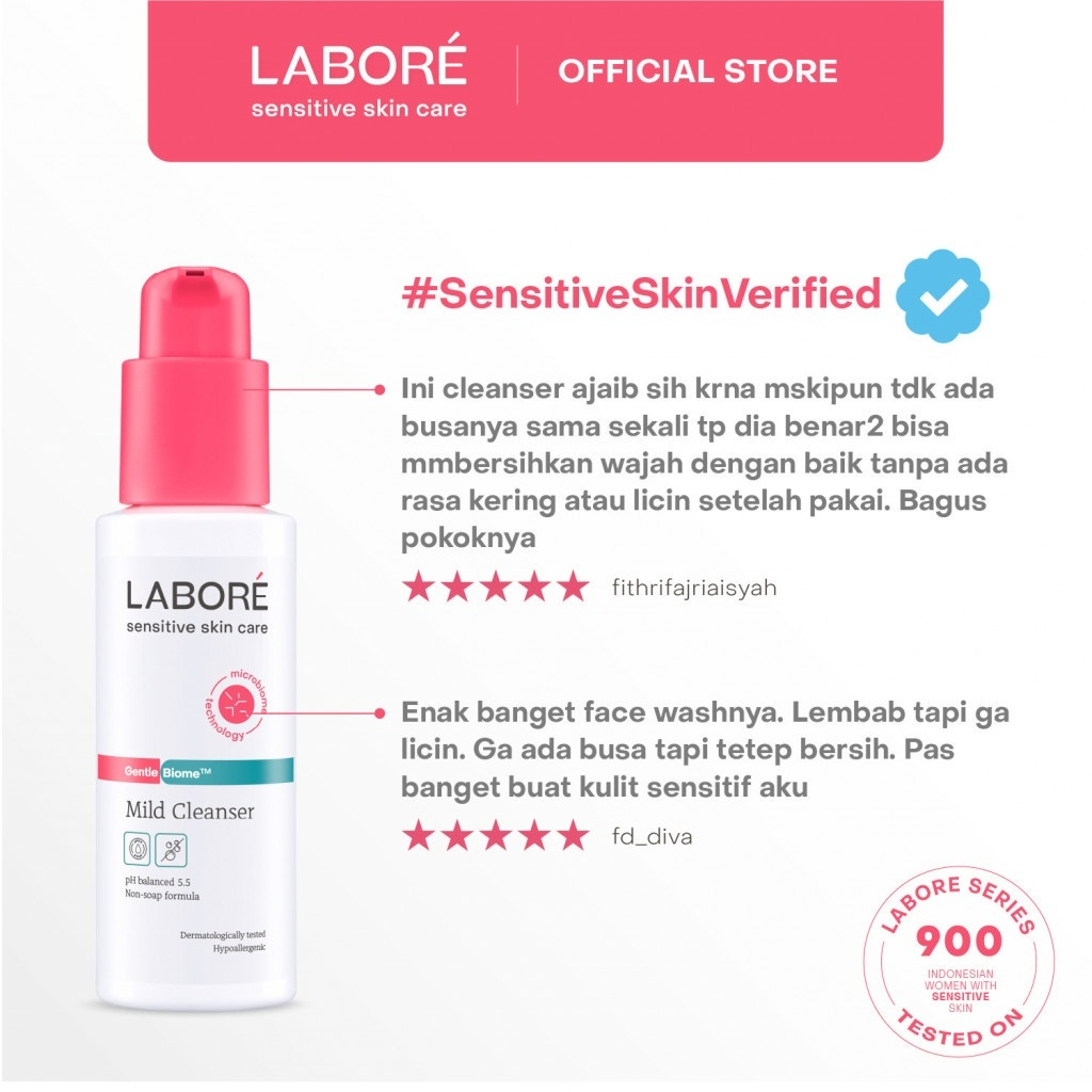 labore sensitive skincare gentle biome mild cleanser 100ml & 225ml/facial wash/sabun pembersih wajah labore sensitive skincare gentle biome mild cleanser 100ml & 225ml/facial wash/sabun pembersih wajah