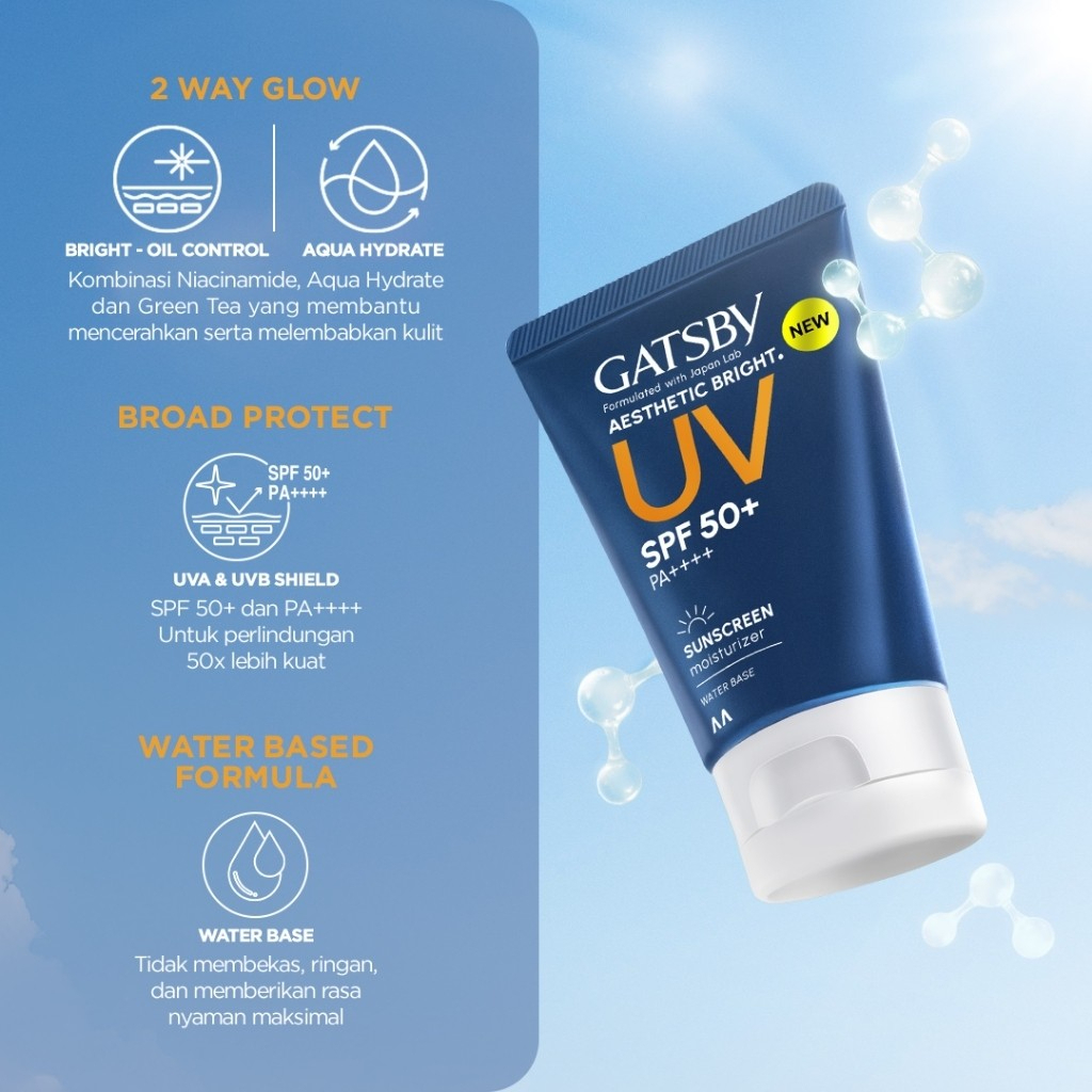 gatsby aesthetic bright sunscreen moisturizer spf 50+ pa++++ 40ml/tabir surya gatsby aesthetic bright sunscreen moisturizer spf 50+ pa++++ 40ml/tabir surya