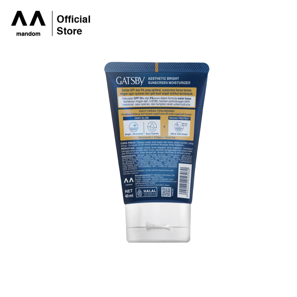 gatsby aesthetic bright sunscreen moisturizer spf 50+ pa++++ 40ml/tabir surya gatsby aesthetic bright sunscreen moisturizer spf 50+ pa++++ 40ml/tabir surya