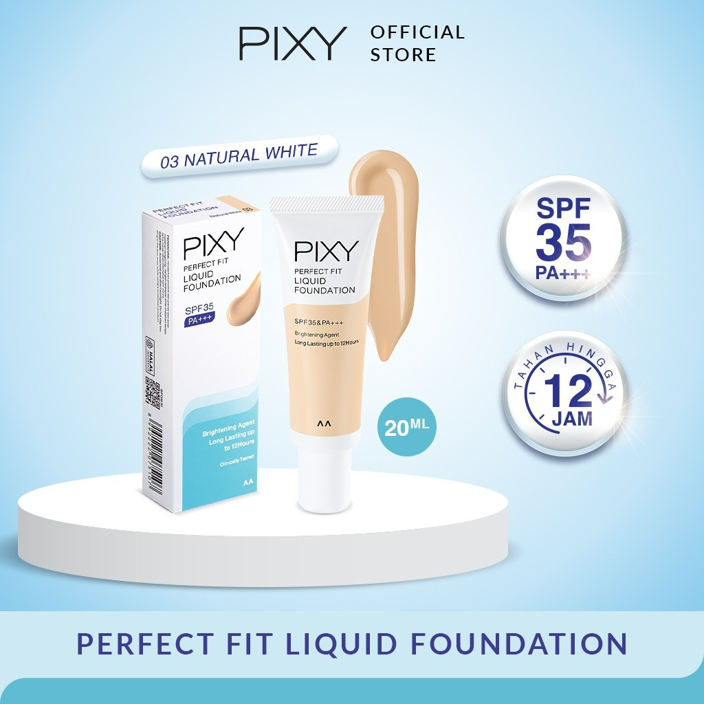 pixy perfect fit liquid foundation spf 30 pa+++ 20ml/alas bedak pixy perfect fit liquid foundation spf 30 pa+++ 20ml/alas bedak