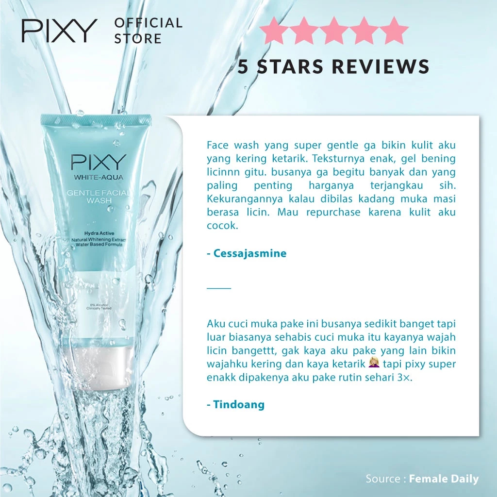 pixy white aqua gentle facial wash 100g/pembersih wajah pixy white aqua gentle facial wash 100g/pembersih wajah