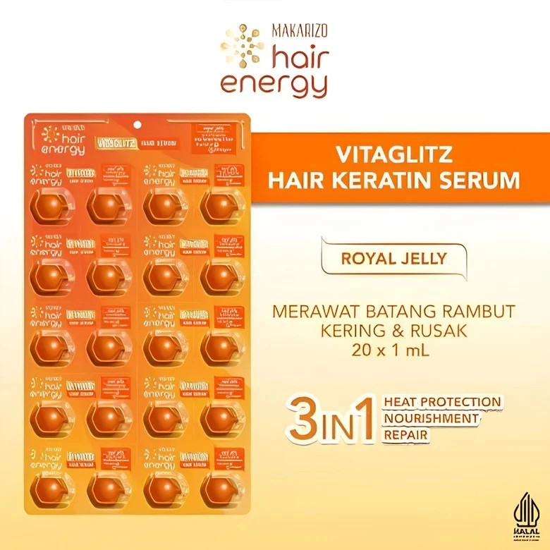 makarizo hair energy vitaglitz hair keratin serum 20x1ml/vitamin rambut makarizo hair energy vitaglitz hair keratin serum 20x1ml/vitamin rambut