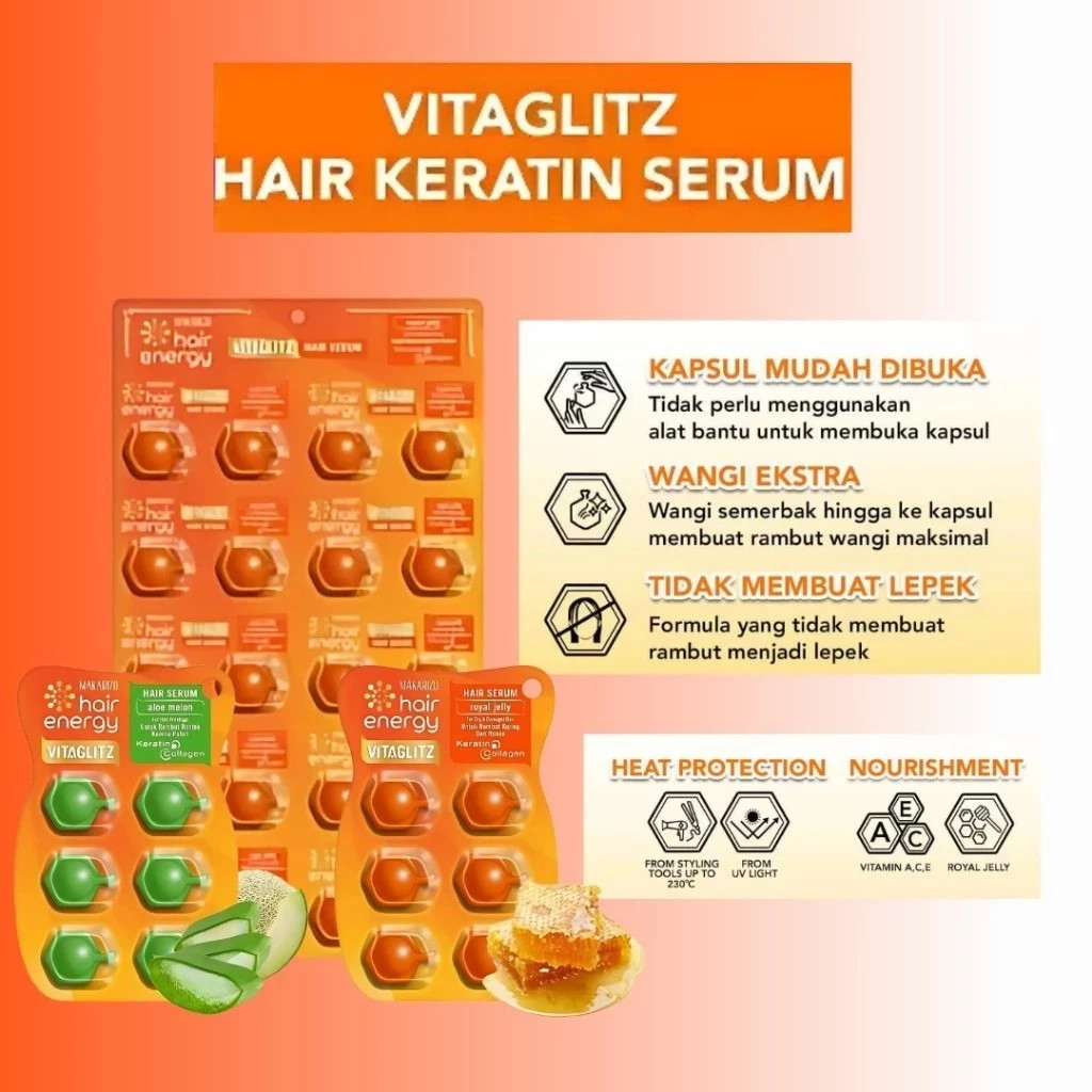 makarizo hair energy vitaglitz hair keratin serum 20x1ml/vitamin rambut makarizo hair energy vitaglitz hair keratin serum 20x1ml/vitamin rambut