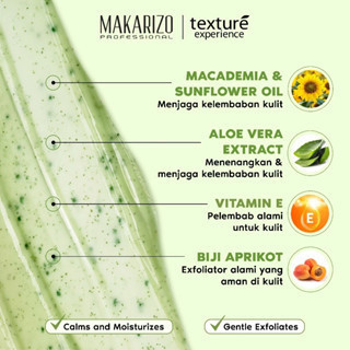 makarizo professional texture experience body scrub green tea 500ml/lulur mandi badan makarizo professional texture experience body scrub green tea 500ml/lulur mandi badan