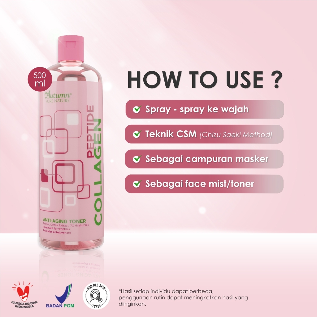 autumn peptide collagen anti aging toner 500ml/toner wajah autumn peptide collagen anti aging toner 500ml/toner wajah