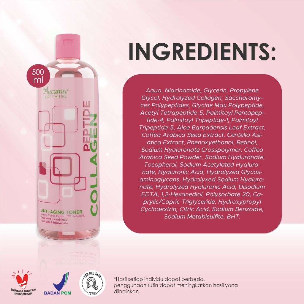 autumn peptide collagen anti aging toner 500ml/toner wajah autumn peptide collagen anti aging toner 500ml/toner wajah