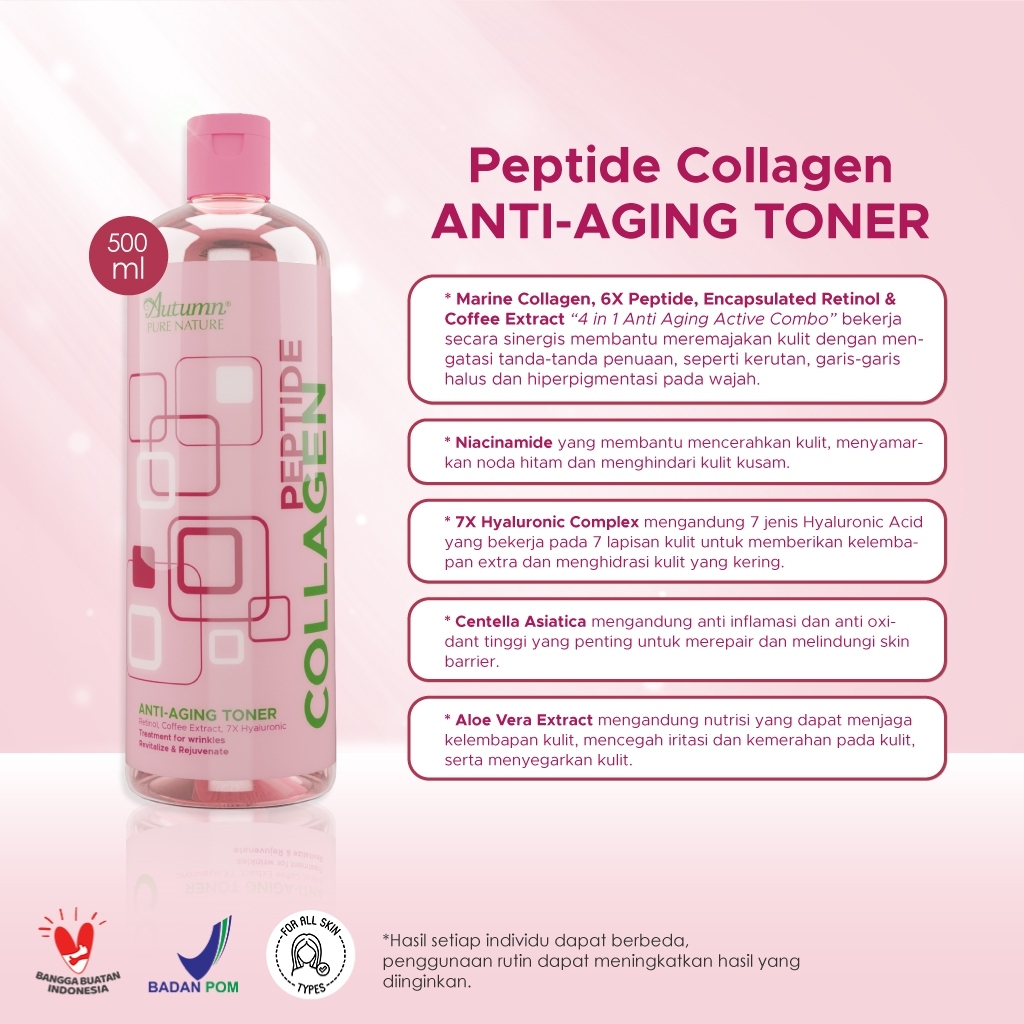 autumn peptide collagen anti aging toner 500ml/toner wajah autumn peptide collagen anti aging toner 500ml/toner wajah