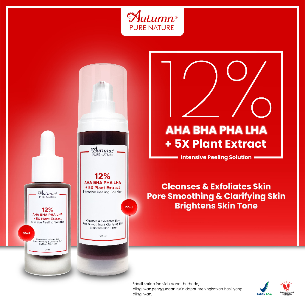 autumn 12% aha bha pha 5x plant extract intensive peeling solution serum 30ml & 100ml/serum wajah autumn 12% aha bha pha 5x plant extract intensive peeling solution serum 30ml & 100ml/serum wajah