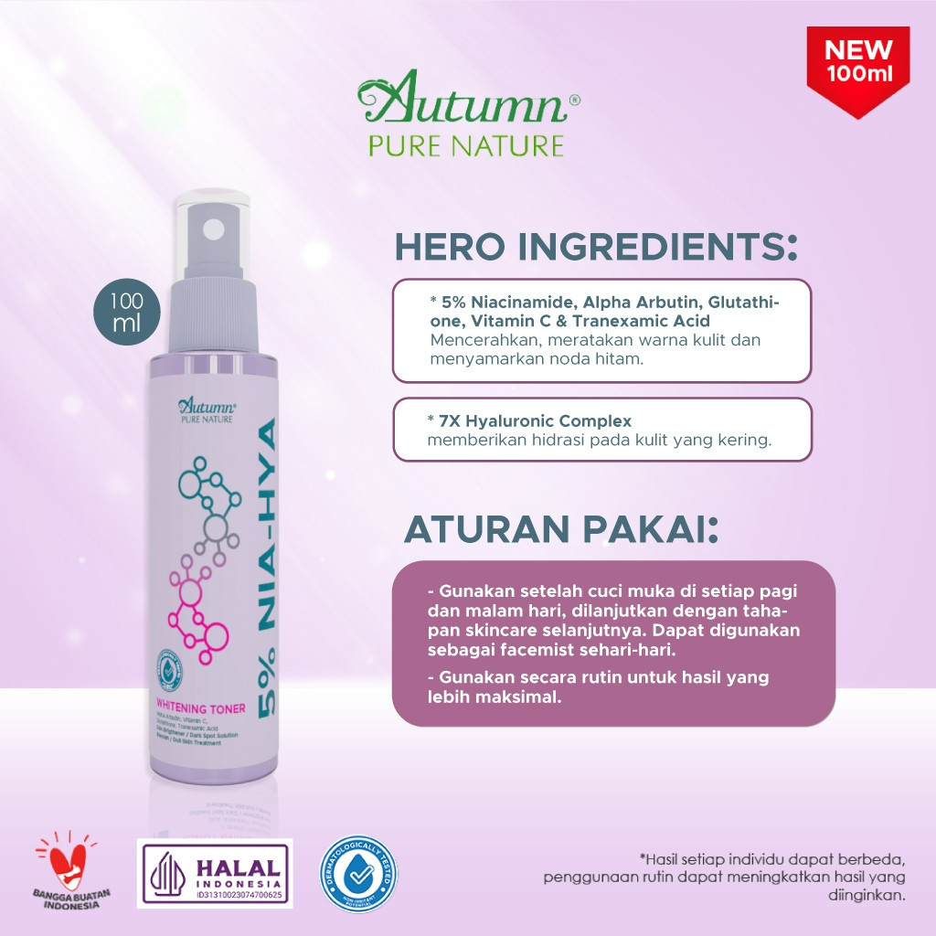 autumn 5% nia hya whitening toner 100ml/toner wajah dan badan autumn 5% nia hya whitening toner 100ml/toner wajah dan badan