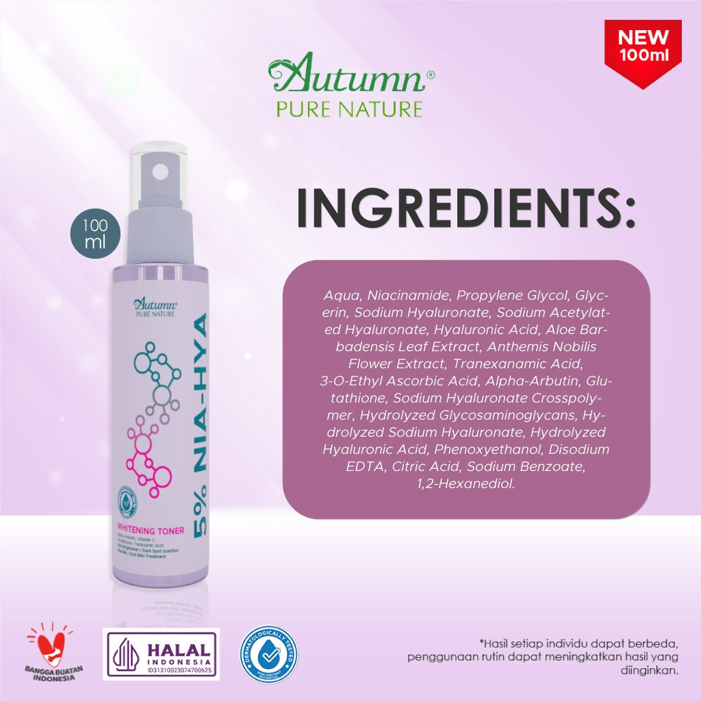 autumn 5% nia hya whitening toner 100ml/toner wajah dan badan autumn 5% nia hya whitening toner 100ml/toner wajah dan badan