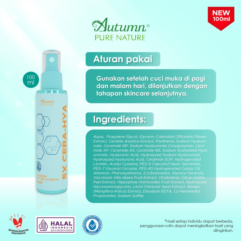 autumn 5x cera hya skin barrier moisture and hydrating toner 100ml/toner wajah dan badan autumn 5x cera hya skin barrier moisture and hydrating toner 100ml/toner wajah dan badan
