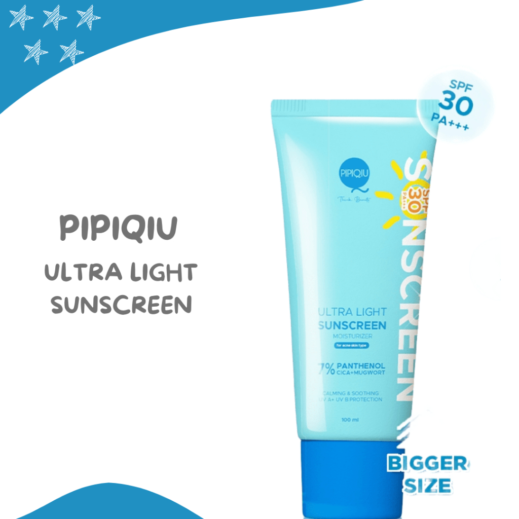 pipiqiu ultra light sunscreen 7% panthenol moisturizer bright and protect spf 30 pa+++ 100ml/tabir surya pipiqiu ultra light sunscreen 7% panthenol moisturizer bright and protect spf 30 pa+++ 100ml/tabir surya