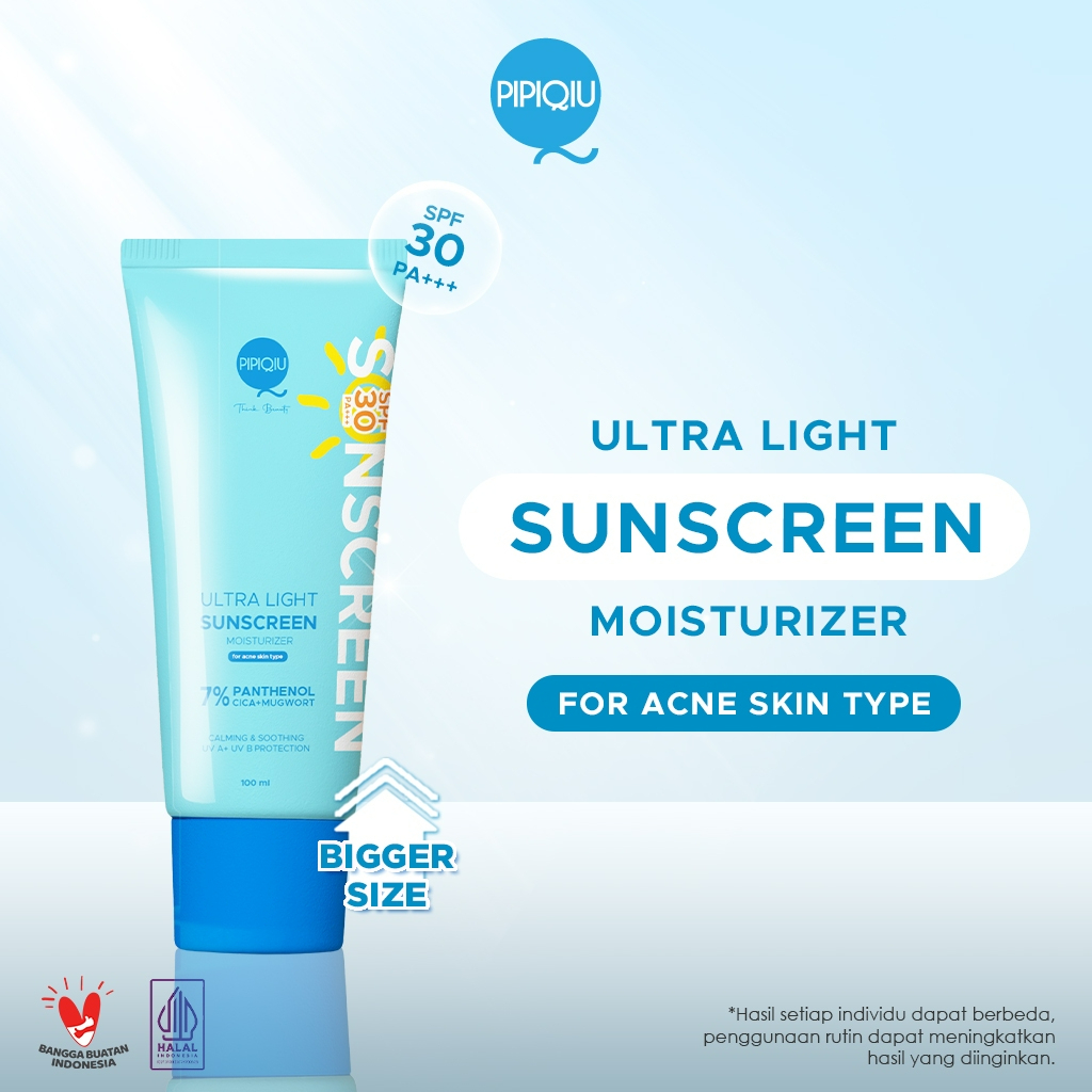 pipiqiu ultra light sunscreen 7% panthenol moisturizer bright and protect spf 30 pa+++ 100ml/tabir surya pipiqiu ultra light sunscreen 7% panthenol moisturizer bright and protect spf 30 pa+++ 100ml/tabir surya