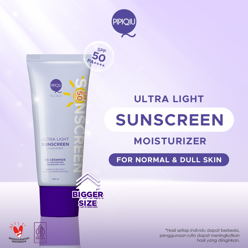 pipiqiu ultra light sunscreen 5x ceramide moisturizer bright and protect spf50 pa+++ 100ml/tabir surya pipiqiu ultra light sunscreen 5x ceramide moisturizer bright and protect spf50 pa+++ 100ml/tabir surya
