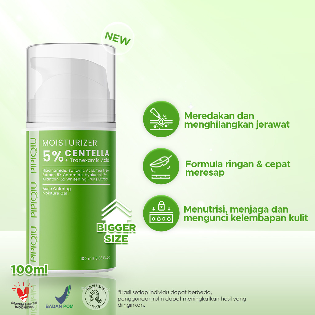 pipiqiu 5% centella acne calming moisture gel 100ml/pelembab wajah pipiqiu 5% centella acne calming moisture gel 100ml/pelembab wajah