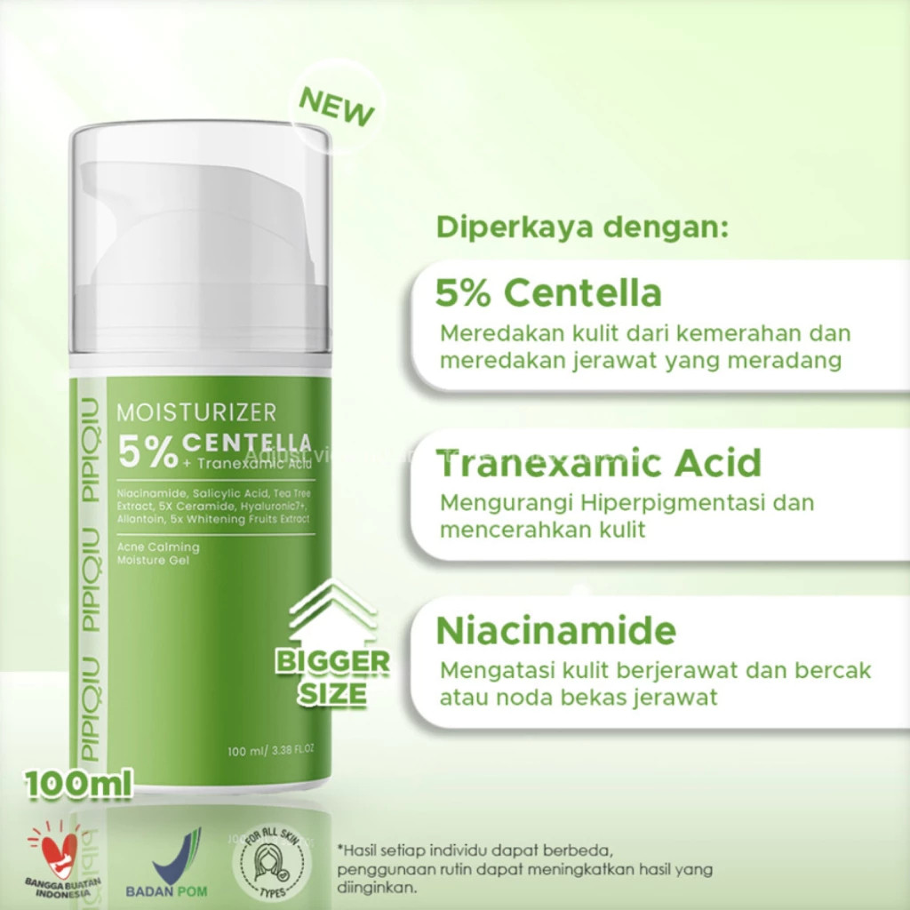 pipiqiu 5% centella acne calming moisture gel 100ml/pelembab wajah pipiqiu 5% centella acne calming moisture gel 100ml/pelembab wajah
