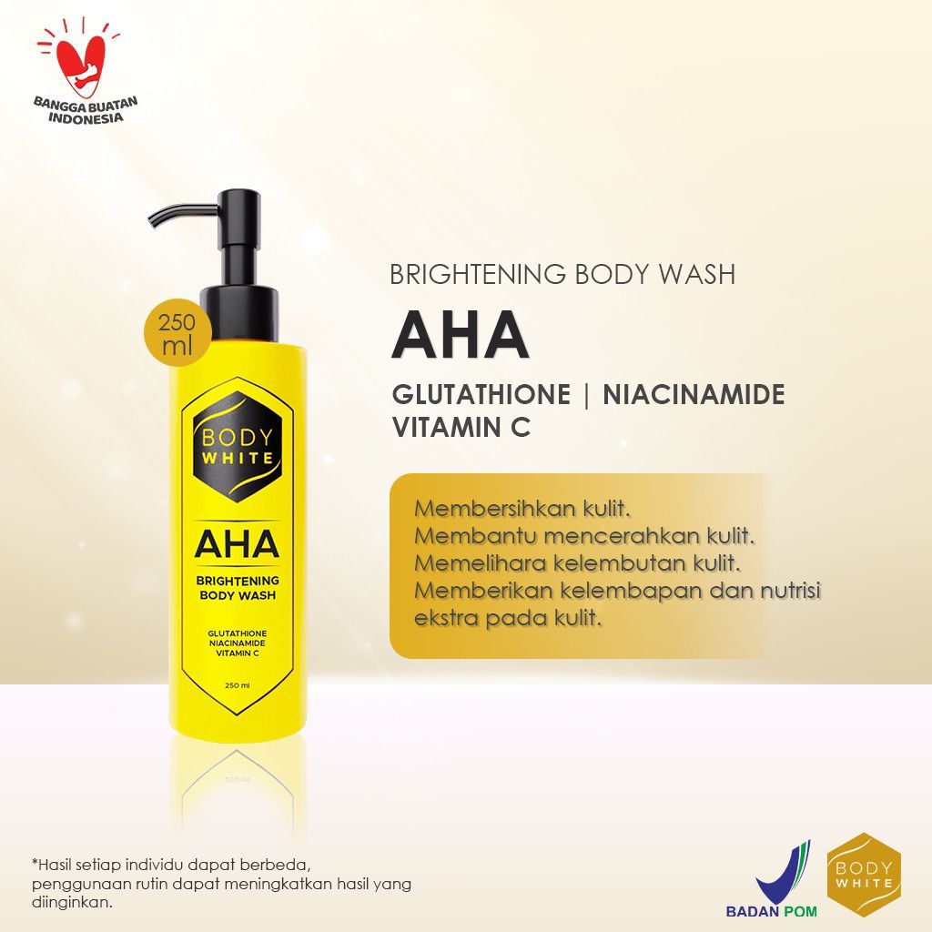 body white aha brightening body wash 250ml/sabun mandi body white aha brightening body wash 250ml/sabun mandi