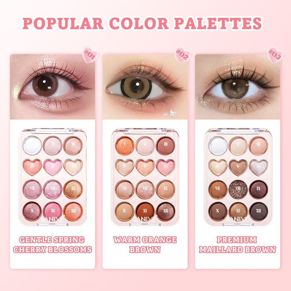 saniye 12 colors sweetheart eyeshadow palette 18g/perona mata saniye 12 colors sweetheart eyeshadow palette 18g/perona mata
