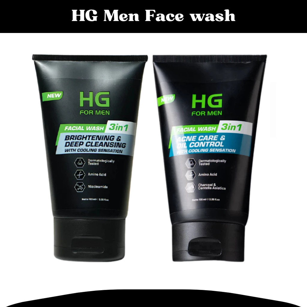 hg for men facial wash 3in1 brightening deep cleansing and acne care oil control 100 ml/pembersih wajah hg for men facial wash 3in1 brightening deep cleansing and acne care oil control 100 ml/pembersih wajah