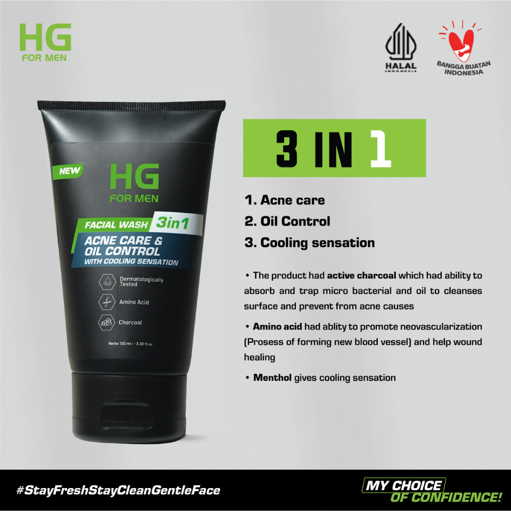 hg for men facial wash 3in1 brightening deep cleansing and acne care oil control 100 ml/pembersih wajah hg for men facial wash 3in1 brightening deep cleansing and acne care oil control 100 ml/pembersih wajah
